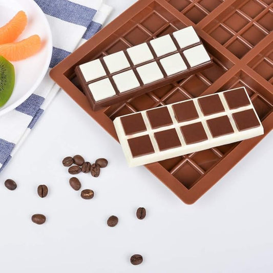 Chocolate Bar Mold, Dubai Chocolate Bar Mold Deep Silicone Break-Apart Chocolate Mold Nonstick Thick Candy Mould for Dubai Pistachio 1 Pack(10 Snap)