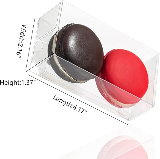 50 Pack Clear Macaron Boxes for 2, Mini Treat Boxes Chocolate Covered Orec Boxes Chocolate Truffle Boxes Browines BoxesPastry Boxes Candy Boxes(4.17" x 2.17" x 1.38")