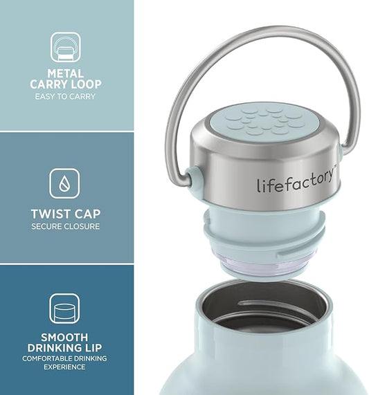 Lifefactory 32-Ounce Stainless Steel Vacuum-Insulated Sport Bottle, Mint