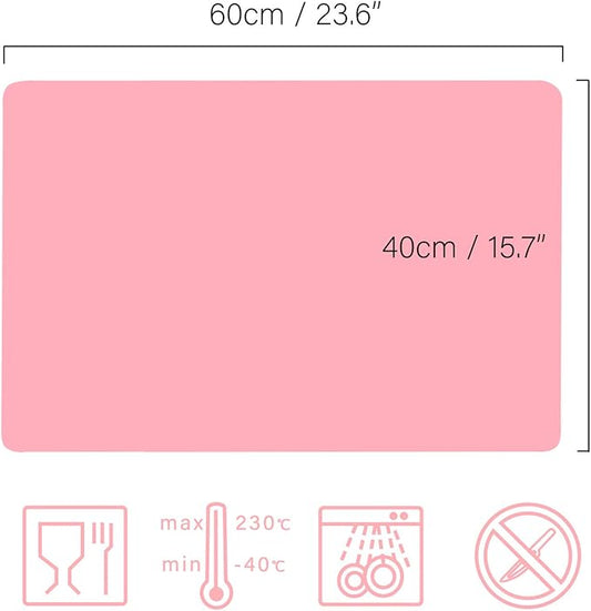 Gartful Makeup Mat for Vanity, 23.6"x15.7" Pink Silicone Mat, X-Large Silicone Sheet for Crafts, Art, Resin Epoxy, Jewelry Casting Molds, Reusable Nonstick Countertop Protector, Multipurpose Table Mat
