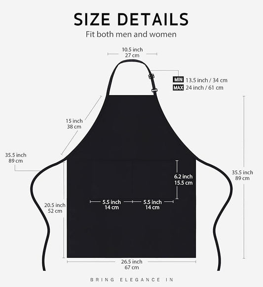 Syntus 12 Pack Bib Apron, Unisex Aprons Adjustable 100% Cotton with 2 Pockets Cooking Kitchen Aprons for Women Men Chef, BBQ Drawing Apron Bulk, Black