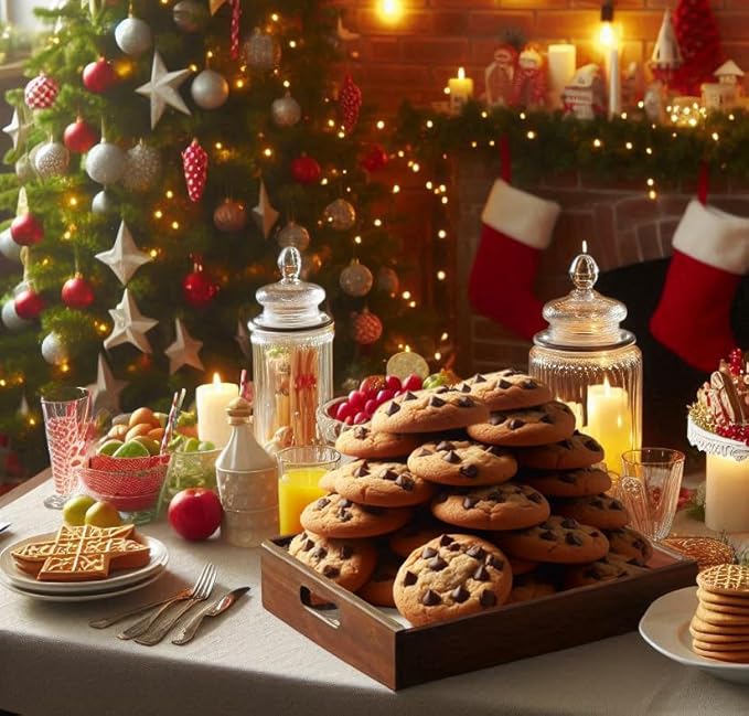 Christmas Gift Basket Chocolate Chip Cookie Gourmet Tin Fresh Bakery Treats | Individually Wrapped | Nut Free Soft Fudge Filled Large Cookie