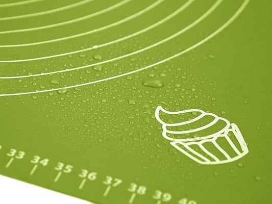 Silicone Baking Mat for Pastry Rolling Dough with Measurements, 19.7" x 15.7" BPA Free Non stick and Non Slip Green Table Sheet Baking Supplies for Bake Pizza Cake