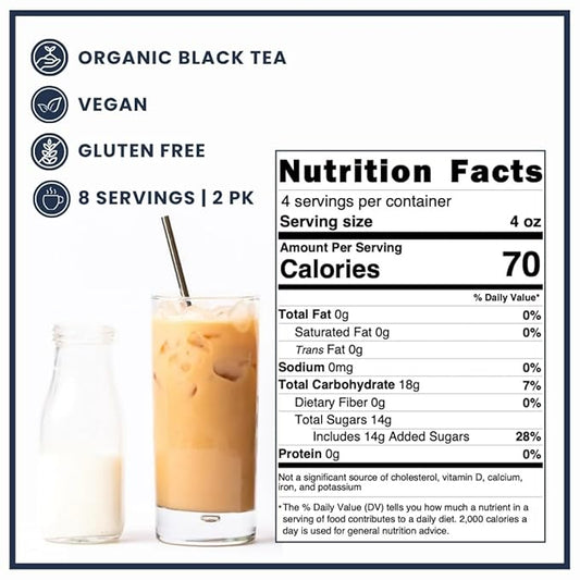 The Chai Box Sweetened Chai Tea Concentrate - Vegan, Gluten Free Chai Concentrate | 16 Ounce (Pack of 2) | Hot or Iced Black Tea Concentrate, Small Batch with Whole, Premium Spices