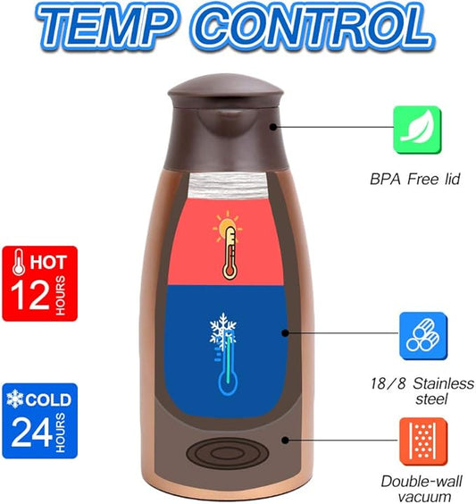 68oz Thermal Coffee Carafe, Stainless Steel Coffee Carafes for Keeping Hot, Airpot Insulated Tea Pot Dispenser for Hot Water, Tea, Hot Beverage - Keep 12 Hours Hot, 24 Hours Cold, Cold
