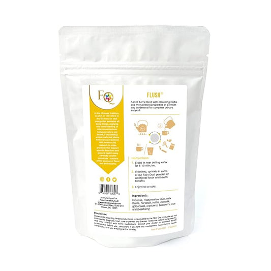 FunctionaliQi Flush Herbal Tea for Urinary Health - Marshmallow Root Milk Thistle Cornsilk and Goldenseal, Hibiscus Blend with Nettles, Cleansing Herbs and Cranberries (14 tea bags)