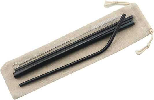 Gugrida Metal Straws Stainless Steel Straws 8.5" Drinking Straws Reusable 3 Set - Ultra Long Muti Color-Cleaning Brush for 20/30 Oz for Trail Tumblers Yeti RTIC SIC Ozark (2 Straight|1 Bent|1 Brush)