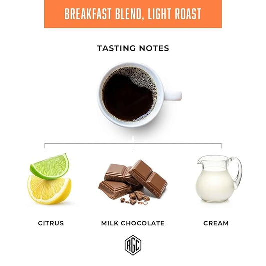 Real Good Coffee Company Whole Bean Light Roast Coffee - Breakfast Blend Light Roast Coffee Beans - Fresh Roasted Brew with Citrus & Chocolate Notes - 32 Oz