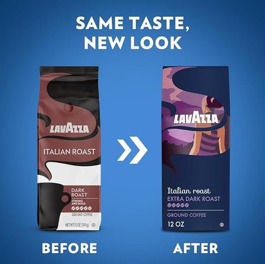 Lavazza Italian Roast Ground Coffee 12oz Bag, Extra Dark Roast (Pack of 1) - Package May Vary