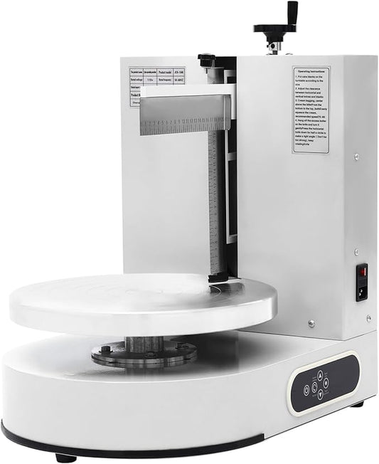 Automatic Cake Decorating Machine, Electronic Cream Coating Spreading Smooth Machine with Graduated Scraper 30-200RPM Rotating Speed,Cake Bread Spreader Machine for 4-12inch Cakes,White