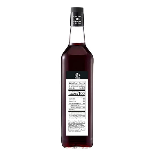 1883 Hibiscus Syrup for Drinks, Made in France, 1 Liter Plastic Bottle