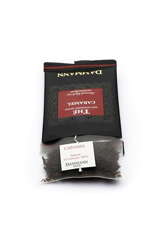 Dammann Freres Sachets, Caramel Toffee Flavored Tea Bags, Premium Gourmet French Tea, Individually Wrapped, 24 Count (Single Pack)