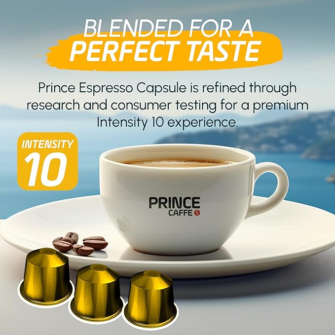 Prince Caffe Espresso Pods β Ristretto Intensity 10, Dark Roast, The Espresso Coffee Pods Are Compatible with Nespresso Original Line Machines, 30 Count (3 x 10 Capsules) Premium Quality Coffee Capsules.