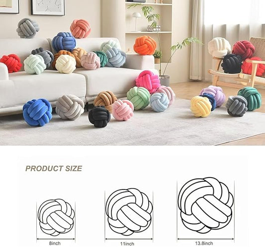 Decorative Throw Knot Pillow Ball for Home Chair Sofa Couch Bed Aesthetic Round Velvet Knotted Pillow Cushion (Royal Blue, 11 inches)