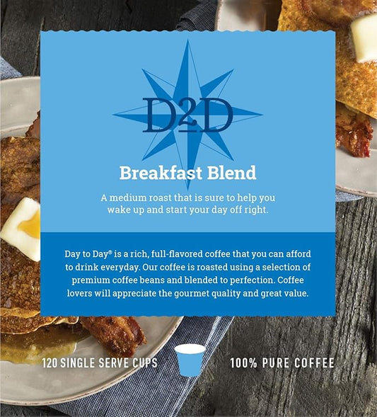 Day To Day 120-Count Breakfast Blend Medium Roast Single Serve Coffee Pods for K-Cup Keurig Brewers