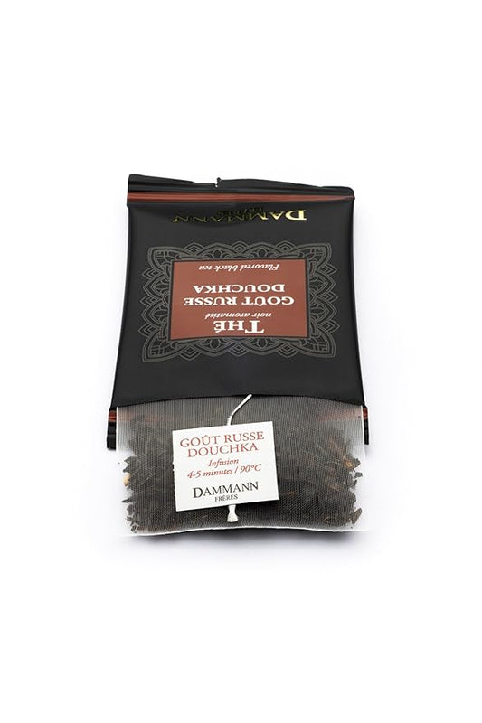 Dammann Freres Satchets, Goût Russe Douchka Tea Bags, Premium Gourmet French Black Tea, Blend Bergamot, Lemon, Orange Flavors, Individually Wrapped, 24 Count (Single Pack)