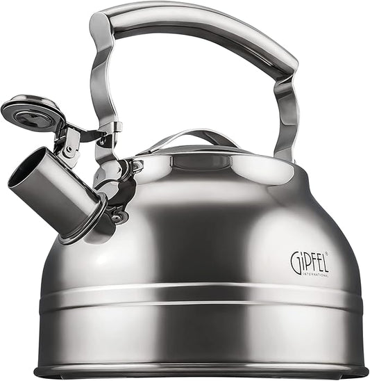 Whistling Tea Kettle Stovetop - Food Grade Stainless Steel Teapot for Stove Top with Ergonomic Handle for Gas, Induction, Electric Stovetops 2.3 Quart