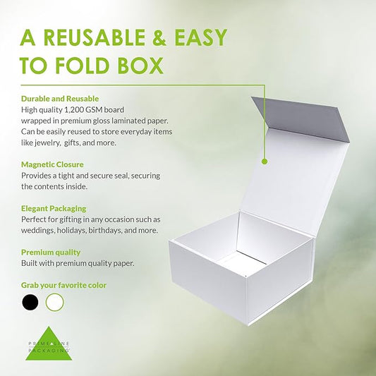 Prime Line Packaging Magnetic Gift Boxes 15 Pack 10x10x5 Medium Collapsible White Box with Magnetic Lid for Gift Boxes, Holiday Wrap, Birthdays, Weddings, All Occasions, Bulk