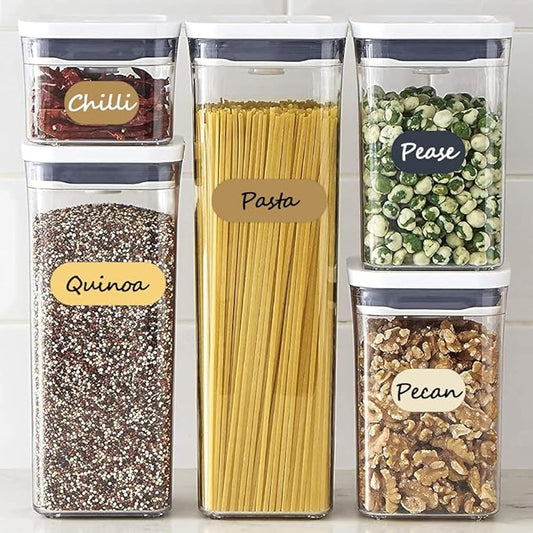 192pcs Removable Waterproof Food Labels with 2 Markers, Write-on Colored Chalkboard Kitchen Sticker Labels for Food Storage Containers, Spice Jars Bottles, Home Pantry Organization