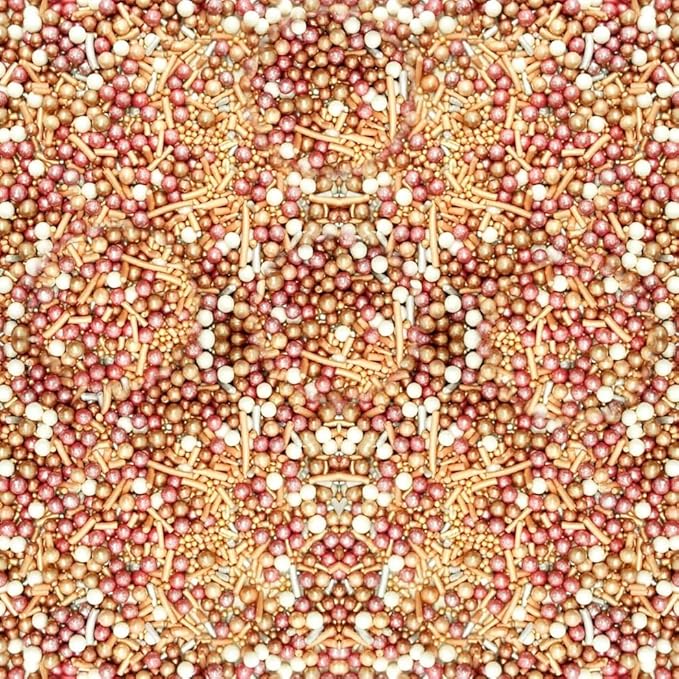 Confect Rose Gold & Pearl Edible Sprinkles Mix – Metallic Cake & Cupcake Toppers, Cookie & Dessert Decoration | Wedding, Birthday, Party Baking Supplies | Vegan, Gluten-Free, Nut-Free, Soy-Free, Dairy-Free, Palm Oil-Free- 4.2 Oz