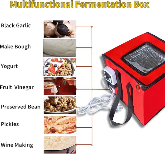 Foldable Proofing Box With Heater, 74l Large Bread Proofer with Temperature and Timer Controller, Zippered Sourdough Warmer for Bread, Pizza and Yoghurt Making,16.5 * 16.5 * 16.5in