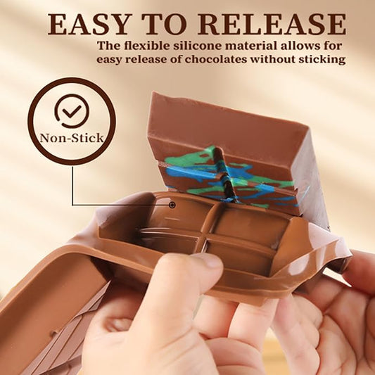 1 Inch Deep Chocolate Bar Mold, 3 Cavity Large Dubai Chocolate Molds, Thick Candy Bar Mould for Filling(1 Pack)