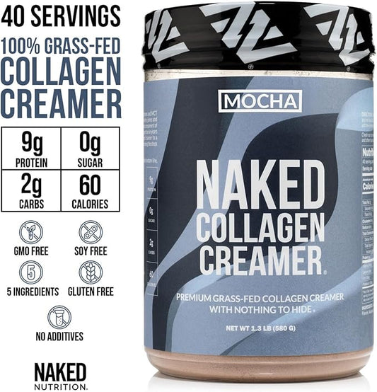 Naked Collagen Mocha Coffee Creamer - Collagen Creamer For Coffee - Dairy-Free, Gluten-Free, GMO-Free - Support Hair, Skin, and Nails - 40 Servings
