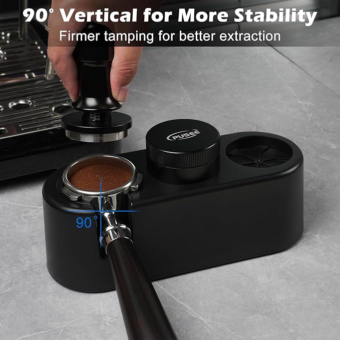 PUSEE Espresso Tamping Station, Espresso Organizer Station Fit for 51/54/58mm Espresso Accessories, Plastic Espresso Station Coffee Tamper Station, Multifunctional Coffee Tools Organzier (3 in 1)