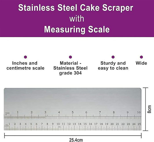 10inch Metal Cake Scraper,Stainless Steel Cake Edge Smoother for Buttercream, Cake Decorating Comb