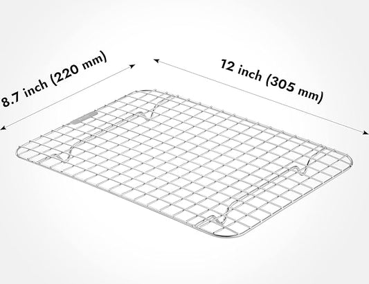 CURTA 2 Pack Chef Cooling Rack, NSF Listed 18/8 Stainless Steel Oven Safe Grid Wire Cookie Cooling Racks for Baking & Cooking - 12" X 8.7" Commercial Grade comes with Lifting Handle …