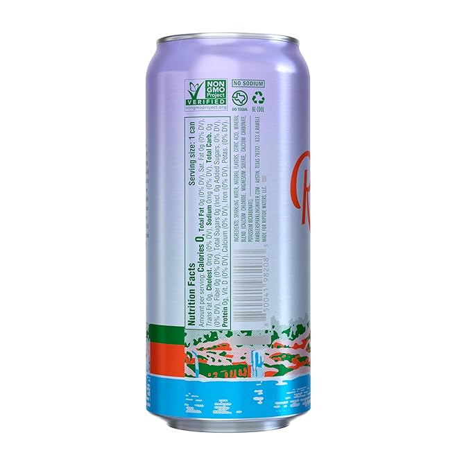 AUTX RAMBLER Sparkling Water, Texas Limestone Mineral Blend, Blackberry Flavor, 16-Ounce Tallboy Cans, 12-Pack