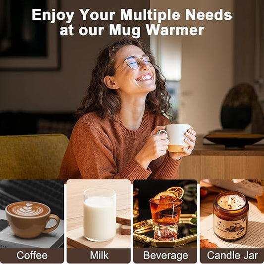 Coffee Mug Warmer, Candle Tank Warmers,Auto Shut Off,9 Temperature Settings and 1-12 Hour Timer to Keep Beverages Like Coffee, Tea, Water, Milk and Cocoa Warm.(Wood)