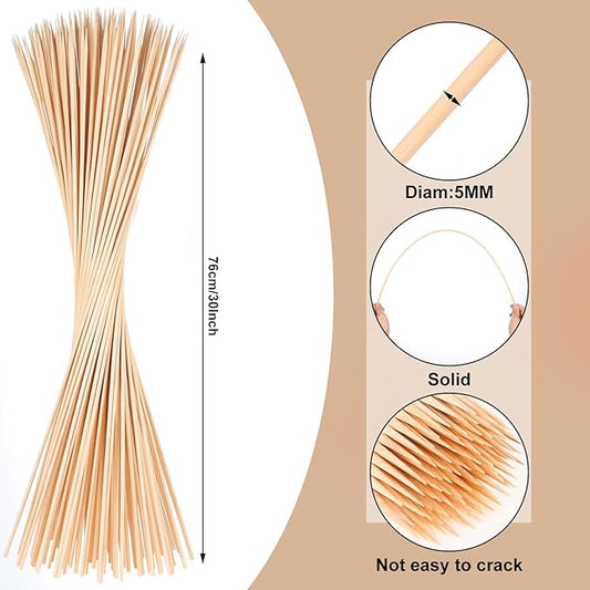 150PCS Marshmallow Roasting Sticks,30 Inch Marshmallow Sticks for Fire Pit 5mm Thick Bamboo Skewers for Smores Roaster Barbecue Grilling Campfire Kebab