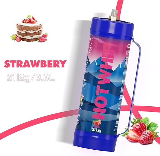 whipped cream charger,4x2112g 3.3L Strawberry Flavor 99.99% Purity Food Grade Premium Whip Cream Cartridge With Nozzle(4,2112g Strawberry)