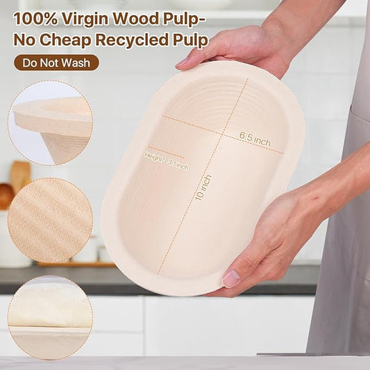 Non-Stick 11‘’ Oval Wood Pulp Banneton Bread Proofing Basket, Sourdough Banneton Basket, Bread Making Tool Brotform Sourdough Bread Baking Supplies