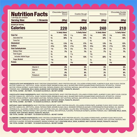 Prime Bites Protein Brownie from Alpha Prime Supplements | High Protein, Collagen Fortified Low Sugar Treat | Delicious Snack | 12 Bars per Box (Chocolate Flavors Variety)