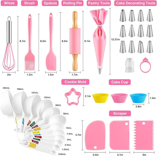 GIFTINBOX Kids Cooking and Baking Set, 54 PCS Complete Kit with Apron and Chef Hat, Real Cooking Utensils and Kitchen Accessories for Junior Chef, Ultimate Baking Gift for Girls Boys
