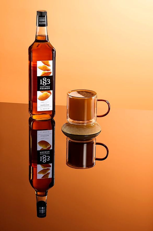 1883 French Madeleine Syrup for Drinks – Premium Flavoring Syrup Made in France, 1 Liter Glass Bottle – Perfect for Coffee, Lattes, Cocktails, and Desserts