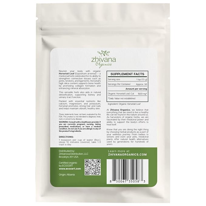 Organic Horsetail (4 oz.) (Equisetum arvense) β Loose Dried Herb β Edible Grade for Tea, Infusions & Herbal Blends