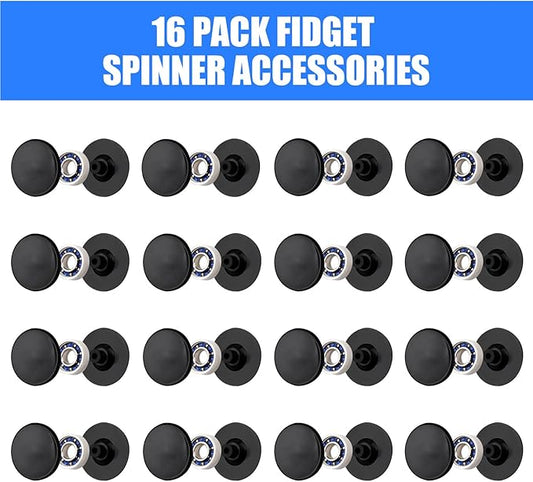 16 Pack Fidget Spinner Bearing and Cap Replacement Set, Chrome Steel Bearing Balls, High Speed 13mmx7mmx4mm Bearings Single Sealed Small Bearings for Fidget Spinner