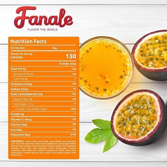 Fanale Premium Flavoring Concentrated Syrup for Bubble Tea 5.5 lb | Passion Fruit Flavor Syrup | for Boba Tea, Smoothies, Slushes, Desserts | 5.5 lb | SRP503