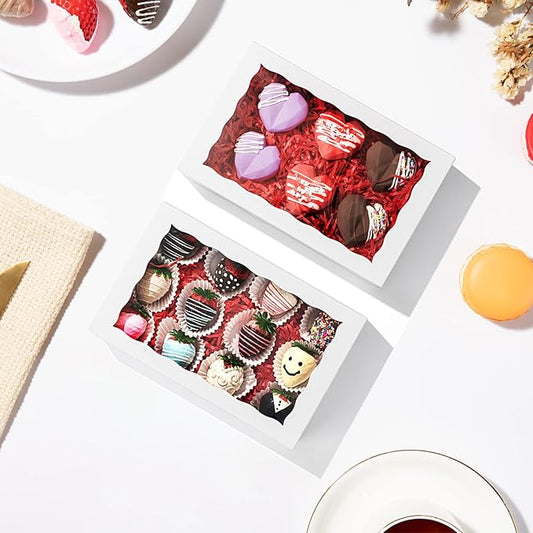 6 Pack Cookies boxes 9.5" x 6" x 2" Bakery Boxes with Window for Chocolate Bomb,Cookies,Macaron, cakesicle, oreo & Chocolate Covered Strawberries Boxes