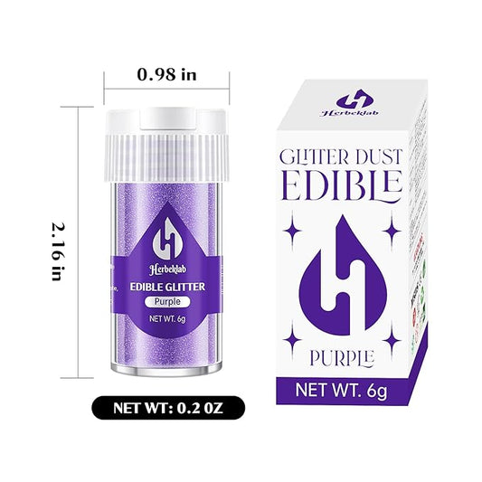 Purple Edible Glitter for Cocktails - 6g Purple Luster Dust Edible Drink Glitter Food Grade Metallic Shimmer Powder Sprinkles for Beverage Cake Chocolate Candy