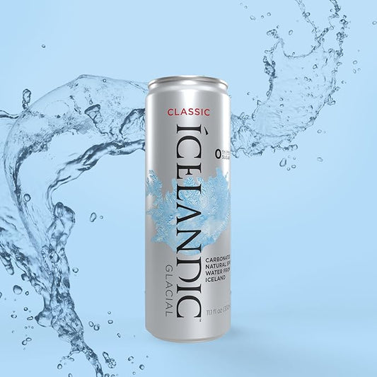 Icelandic Glacial Sparkling Water, Unflavored, 330 ml / 11.1 Fl Oz Cans (Pack of 10)