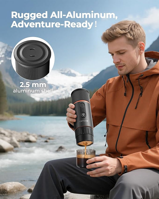 Portable Espresso Coffee Maker, Travel Coffee Maker for Camping, 20 Bar Self‑Heating Rechargeable with USB-C, with NS Capsule for Car/Travel/Camping