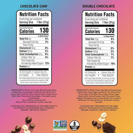 Junkless Chocolate Chip & Double Chocolate Chewy Granola Bars Twin Pack - Less Sugar, Great Tasting, Wholesome Snacks - 1.1 oz. Bars