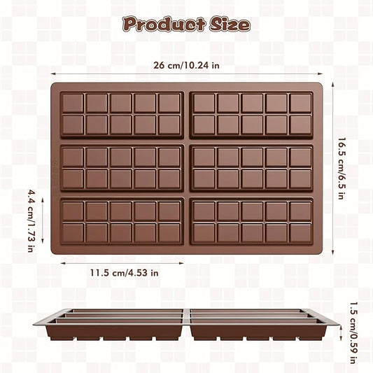 Chocolate Bar Mold, Silicone Dubai Chocolate Bar Mold, Non-Stick Chocolate Bar Molds, Deep Chocolate Bar Mold for Dubai Chocolate Bar Pistachio, Candy, Milk Chocolate Bar