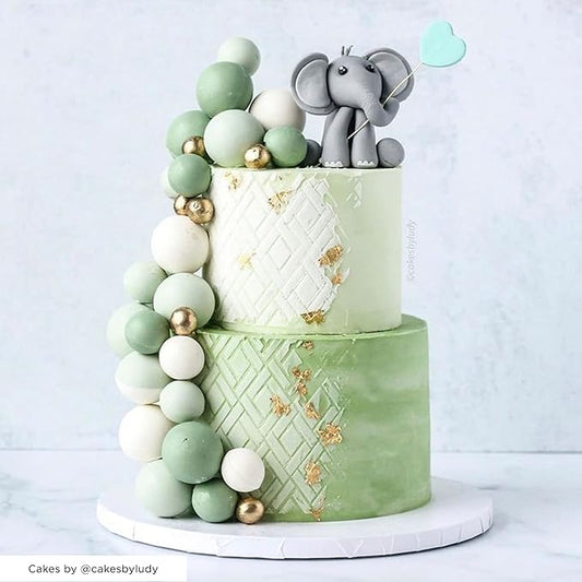 Cake Baking Stencil - Seamless Delicate Pattern for Decorating Tall Double Barrel Cake to Use with Buttercream, Royal Icing, Ganache, Paint, Airbrush (RHOMBA)