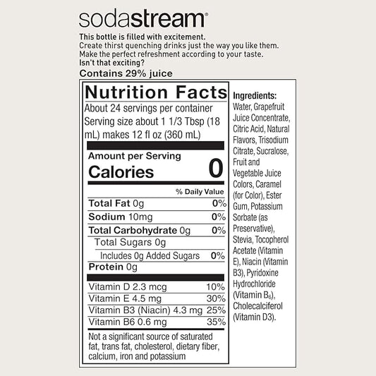 SodaStream Pink Grapefruit Zero Calorie, 14.8 Fl Oz (Pack of 4)
