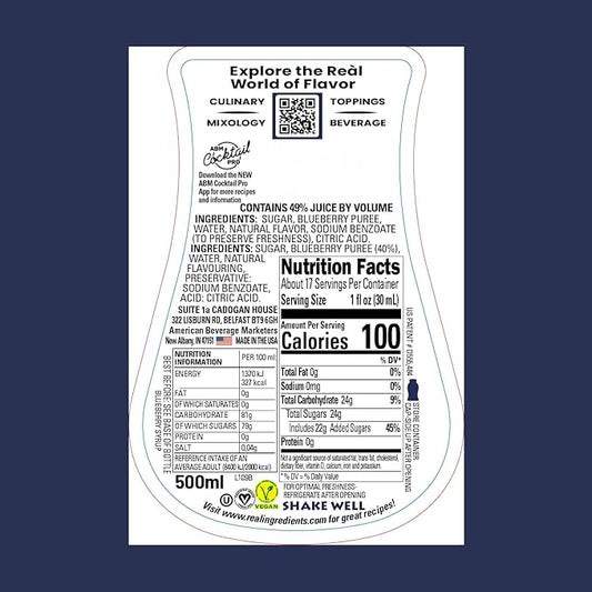 Blueberry Reàl Infused Exotics, Blueberry Puree Infused Syrup, 16.9 FL OZ Squeezable Bottle (Pack of 3)
